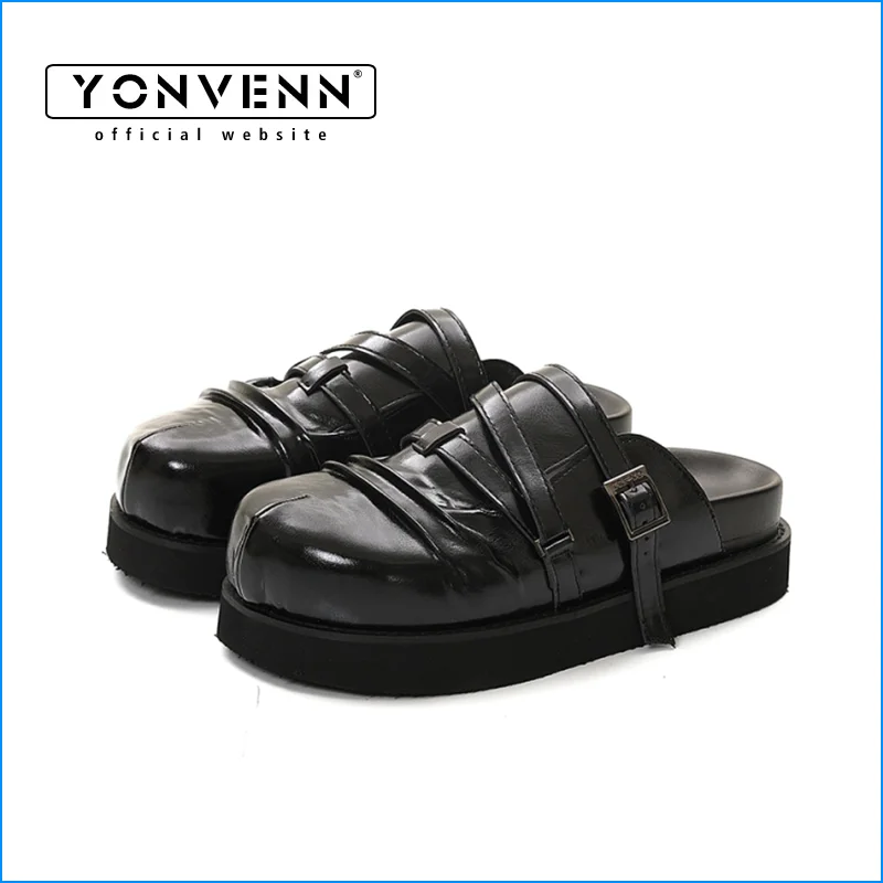 

Original design thick soled Birken shoes men's cowhide big head all inclusive casual leather slippers