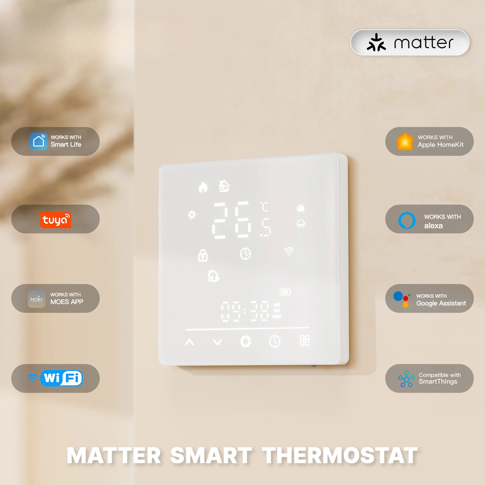 

WiFi Smart Thermostat Temperature Controller Water Boiler Electric Heating With Alexa Googles Apples Smartthings