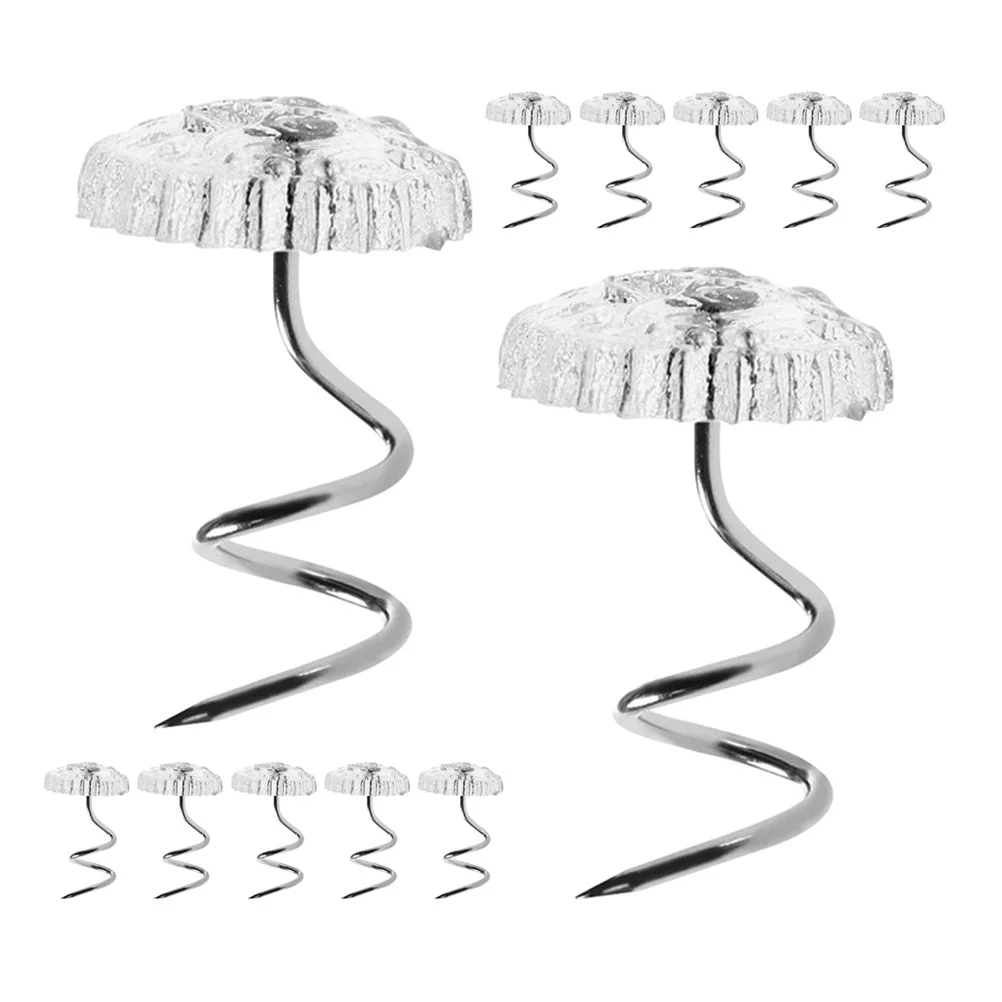 

100Pcs Stainless Steel Spiral Pins Sofa Fasteners Upholstery Twist Pins Transparent Sheet Tacks Furniture
