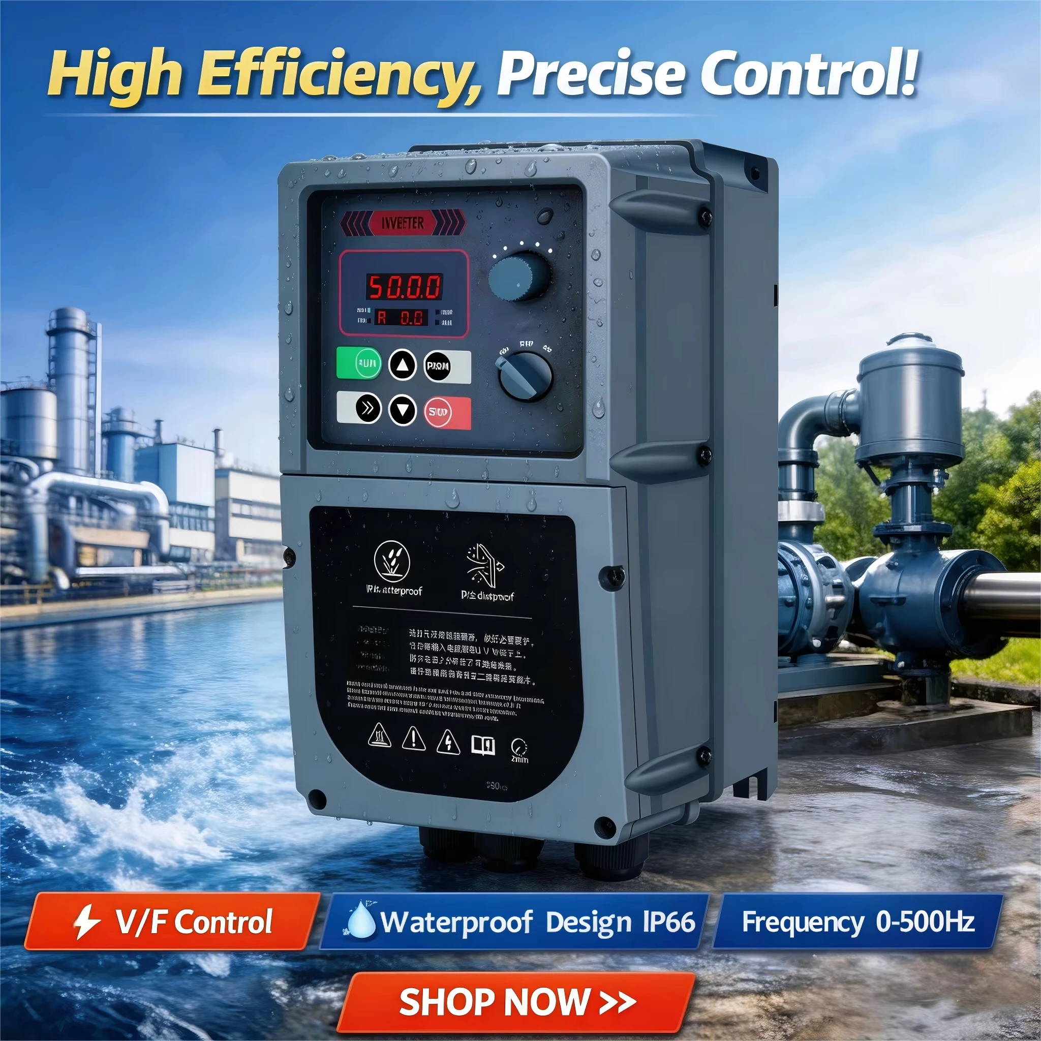 M-driver IP66 VFD Waterproof Dustproof 380V Variable Frequency Inverter 0.75kw 1.5kw 2.2kw 4kw for Pump Motor Outdoors