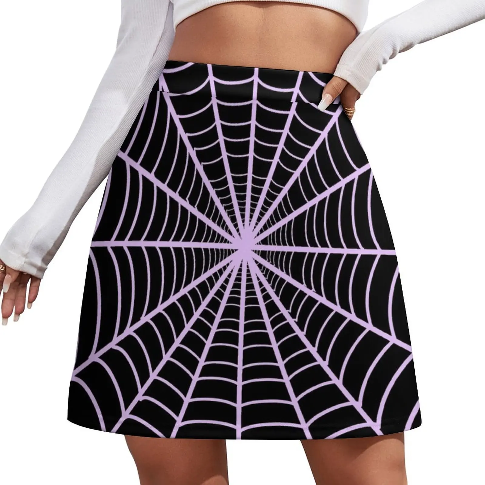 

Pastel Purple Spiderweb Mini Skirt cute skirt fashion women's clothing summer 2025 novelties Female skirt Mini