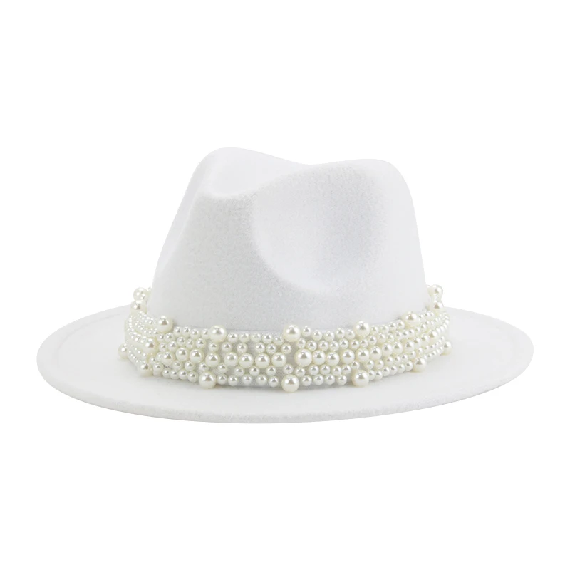 Fedoras Kids Hat Girl Boys Child Hats for Women Solid Pearl Band Luxury Dress 52cm Small Baby Winter Fedoras Sombreros De Mujer