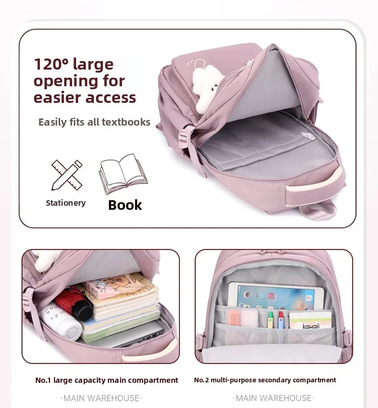 Middle School Backpack for Girls Large Capacity Bookbag Lightweight Fashion Student Backpack Simple Modern School Bags for Teens
