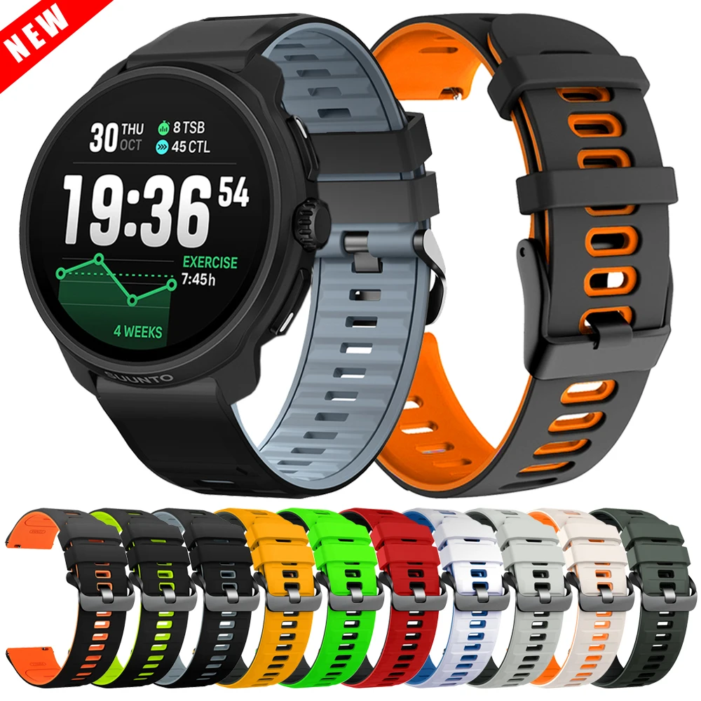 22 مللي متر نغمتين سيليكون سوار ل SUUNTO سباق S/2 المعصم الفرقة ل SUUNTO 9 الذروة برو/DLC 5 الذروة العمودي المحيط تشغيل حزام رياضي #1
