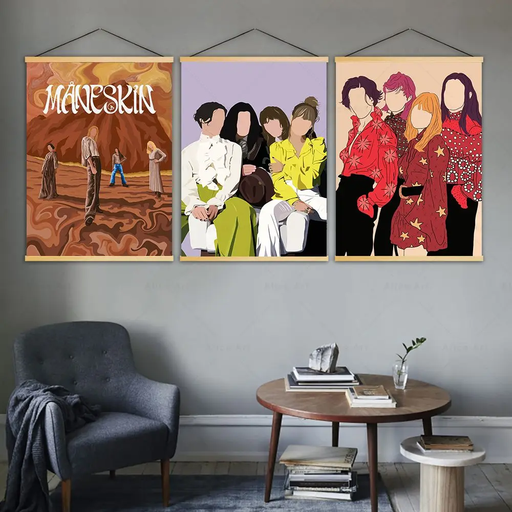 Fashion Pop Art Rock Band Maneskin Poster Vintage Wall Art Canvas Painting Prints Wall Picture for Living Room Home Decoration