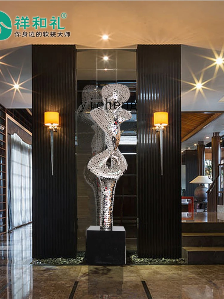 Yy Stainless Steel Abstract Sculpture Sales Department Lobby Large Floor Metal Ornaments