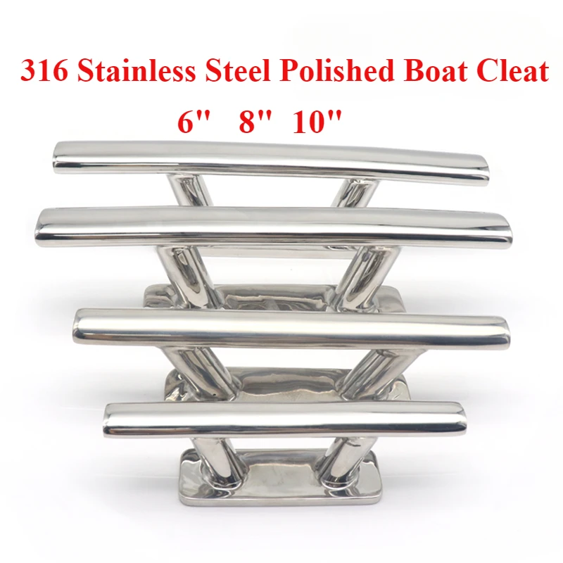 Polierte Bootsklampe aus 316 Edelstahl, Festmacherklampe, 6 Zoll, 8 Zoll, 10 Zoll, Dock Decks, Marine-Poller für Seilklampe, hohle Basispoller