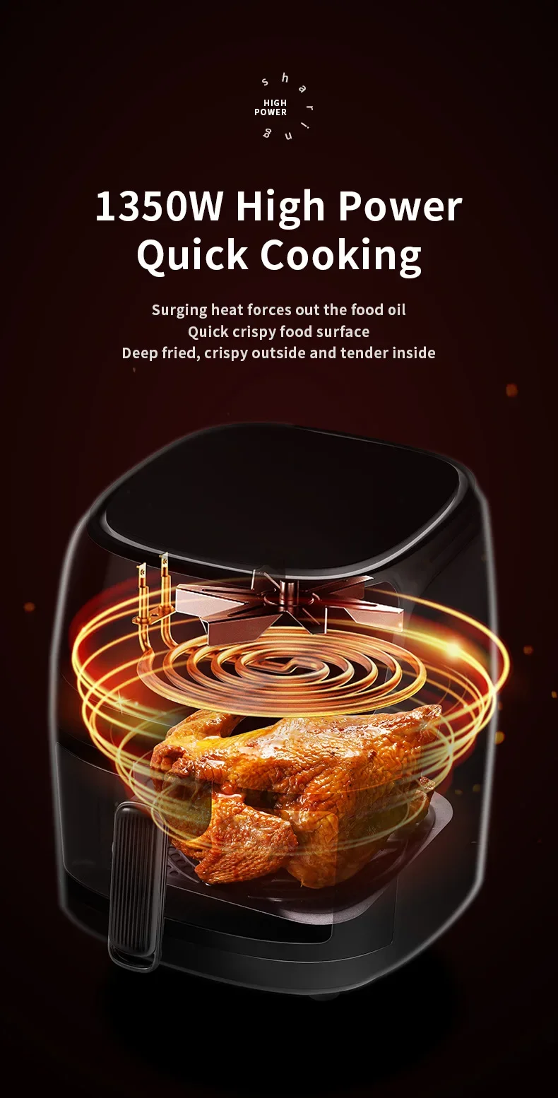 Air Fryer Household Visual Touch Screen Large Capacity Multi-function Intelligent Electric Fryer