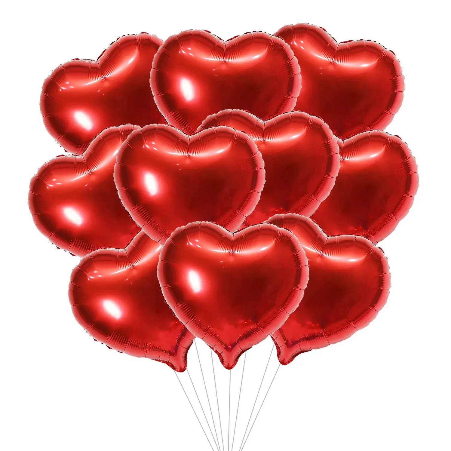 

Sursurprise 10pcs Red Heart-shaped Foil Balloons Set Valentine's Day Party Decoration with Love Balloon Wedding Party Supplies