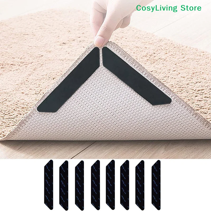8/16Pcs Anti-slip Mat Sticker Anti Curling Rug Pads Reusable Carpet Washable Floor Carpet Corner Clip Fixed Grippers Tape