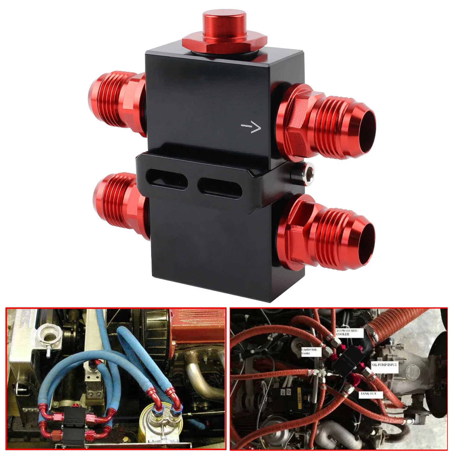 

Car Oil Cooler Thermostat Sandwich Plate With 10AN Bypass Filter Car Electronics Accessories Aluminum Alloy
