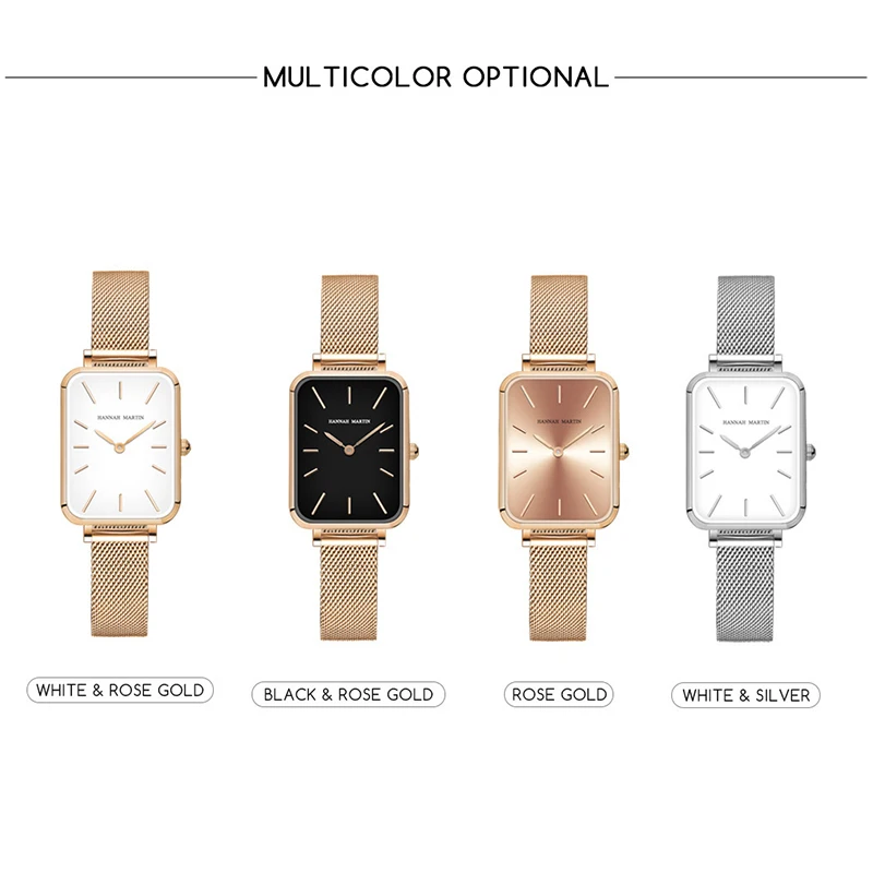 Retro Square Watches For Women Ladies Watch Rose Gold Ultra Thin Small Dial Quartz Wrist Watches Luxury Steel Mesh Strap Clock