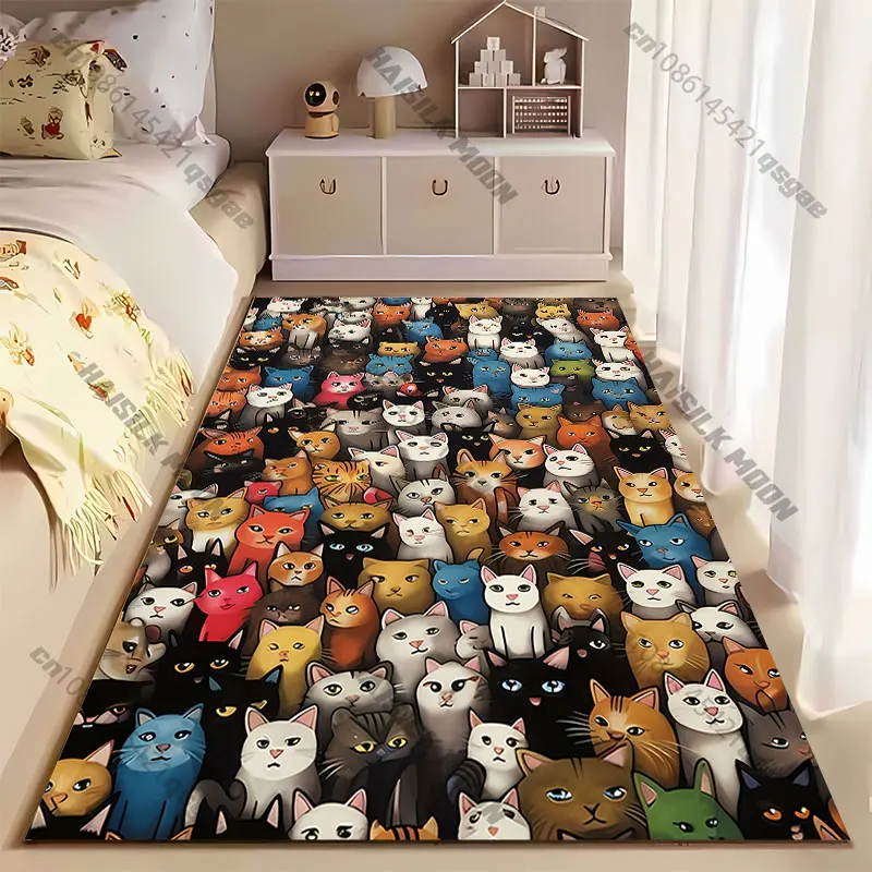 Colorful collection of cartoon cats carpet Yoga living room room decor children's crawling mat doormat area rug games mat