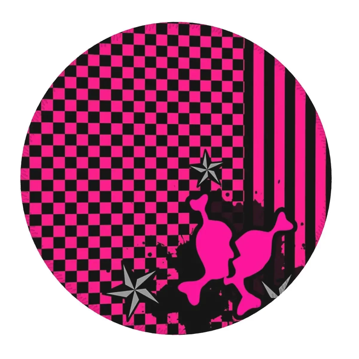 Punky Pink Emo Round Mouse Pad Computer Keyboard Mouse Mat Gamer PC Desk Mat Office Table Mats