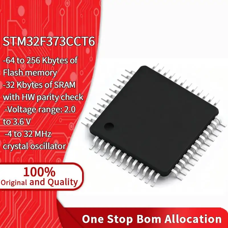 STM32F373CCT6 LQFP-48 72MHz MCU 256KB Flash ARM Cortex-M4F 24 bit Sigma Delta ADC CAN USB FPU DSP STM32F373 Series IC Chips