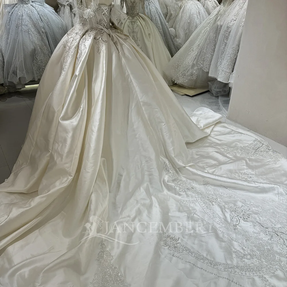 Full Sleeves Surprise Price Customized Lace Wedding Dress Short Sleeves Court Train White Scoop Cap Sleeve свадебное п
