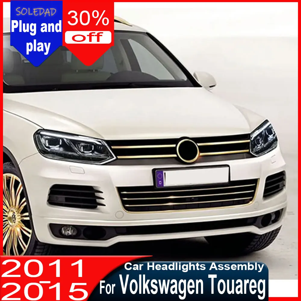For VW Touareg LED Headlight 2011 2012 2013 2014 2015 Touareg Head Lamp Drl Projector Lens Automotive Plug and play