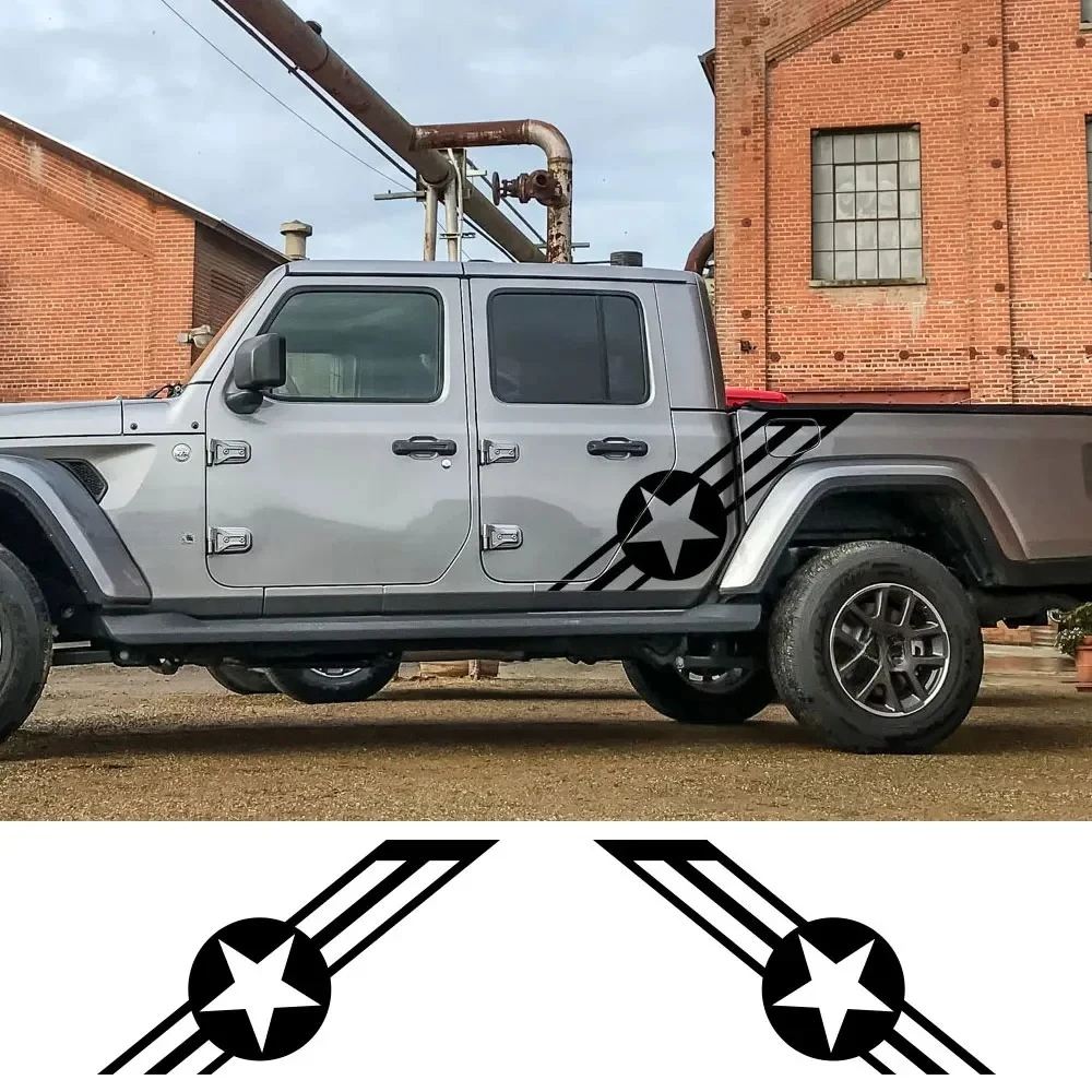 

Pickup Door Side Stickers For Jeep Gladiator JT Truck Graphics Stripes Navy Army Usa Star Decals Vinyl Cover Styling Accessories