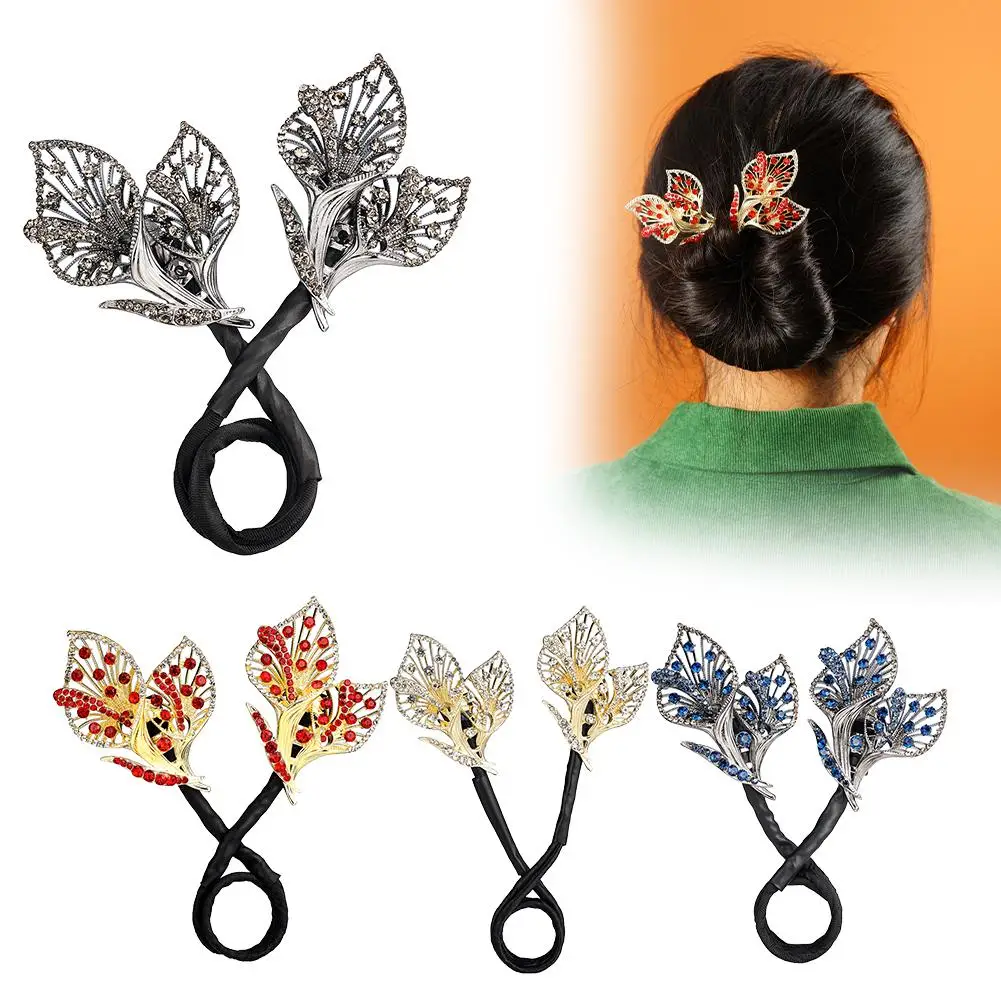 

Rhinestone Flower Hair Clip, Whale Tail Rhinestone Flower Hair Clip, Lazy Hair Curler Deft Bun Maker Hair Clip For Women