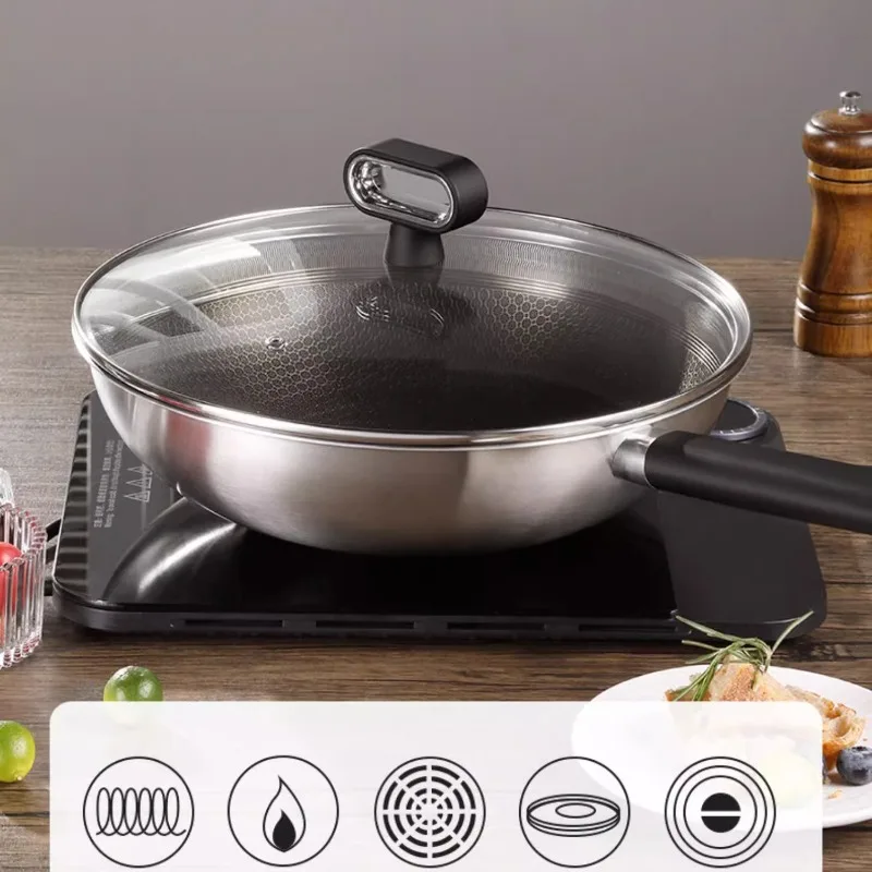 

Non Stick Frying Pan for Household Cooking, Stainless Steel Induction Cooker, Gas Stove, Special Flat Bottomed Pan
