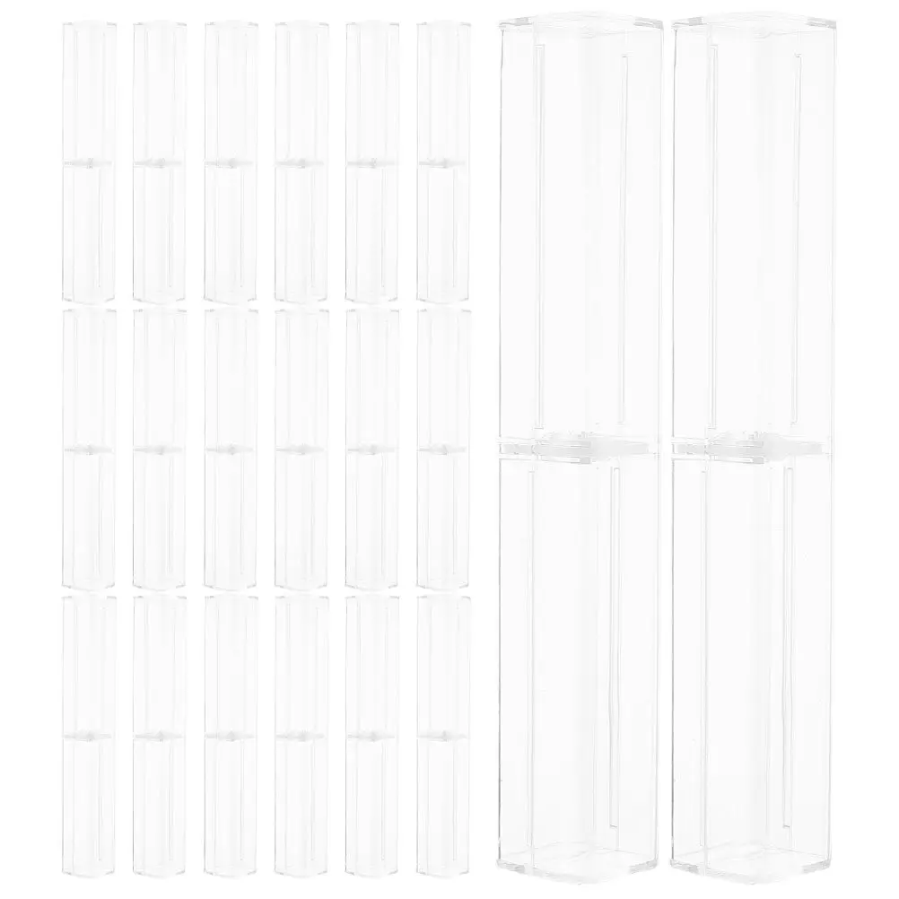 20Pcs Plastic Clear Square Pen Box Organizer Plastic Pencil Storage Box Transparent Pens Erasers Markers