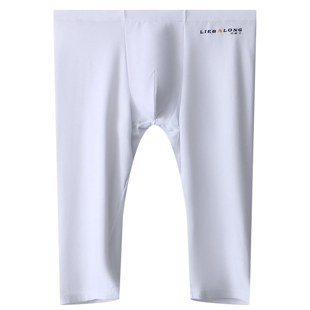 Mens Underwear Sleepwear Breathable Bulge Pouch Underpants Ice Silk Shorts Panties Summer Boxer Briefs Long Leg