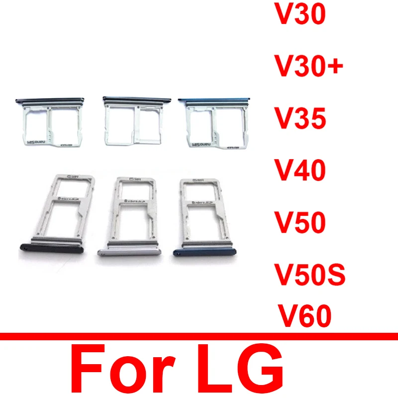 Sim Card Tray Holder For LG V30 V30Plus V30+ V35 V40 V50 V50S V60 Sim Card Board   Card Reader Adapters Replacement Parts