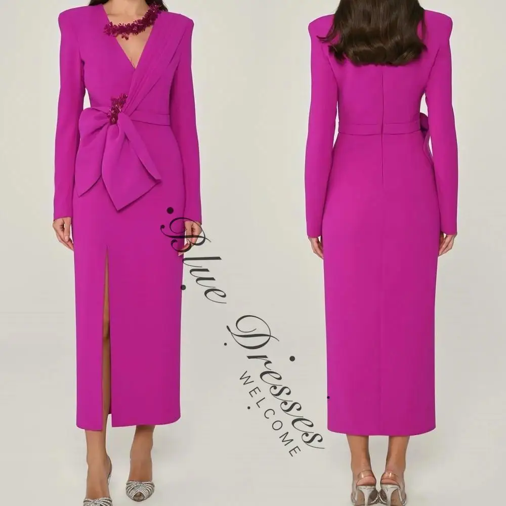 customized Modern Style Formal Evening V-Neck A-line Beading Pleats Bespoke Occasion Dresses
