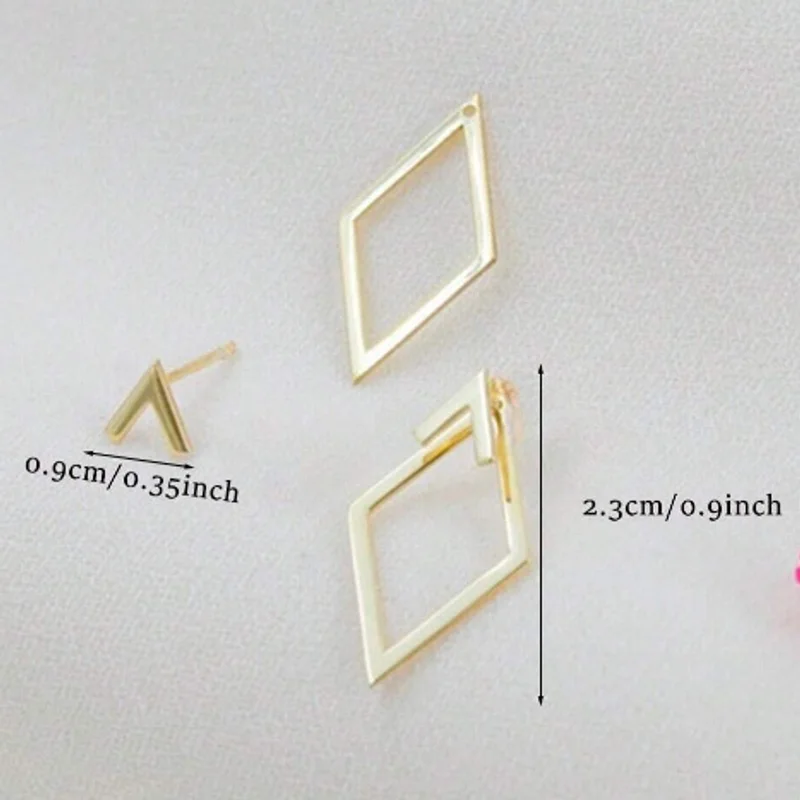 

EVISPOL Retro Minimalist Geometric Square Detachable Triangles Stud Earrings for Women Fashion Ear Piercing Jewelry Party Gifts