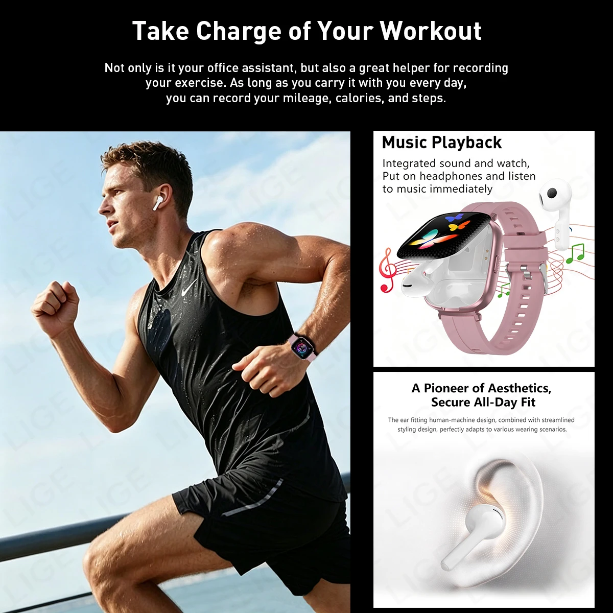 LIGE 2-in-1 TWSヘッドセット スマートウォッチ - Smartwatch Headset のレビューと価格