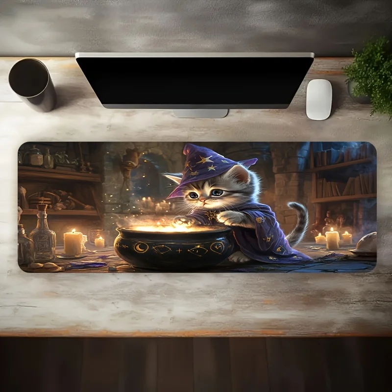 CIFBUY Large Gaming Mouse Pad, Magical Cat Alchemy Design, Non-Slip Washable Rubber Basetfor Office Home Workstation Accessories