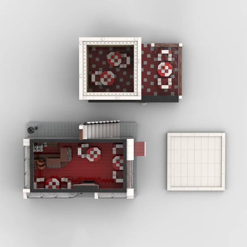 2010 Buah Blok Bangunan Model DIY MOC Toko Kopi dan Kue Franch - Toko Roti Canggih dengan Desain Interior yang Dapat Disesuaikan