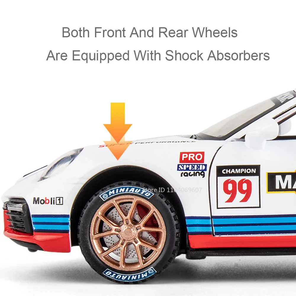 1:32 911 GT3 RSR نموذج سيارة رياضية مصغرة اللعب سبيكة دييكاست المركبات 4 أبواب مفتوحة التراجع ضوء الصوت سيارة خارقة الأولاد الهدايا