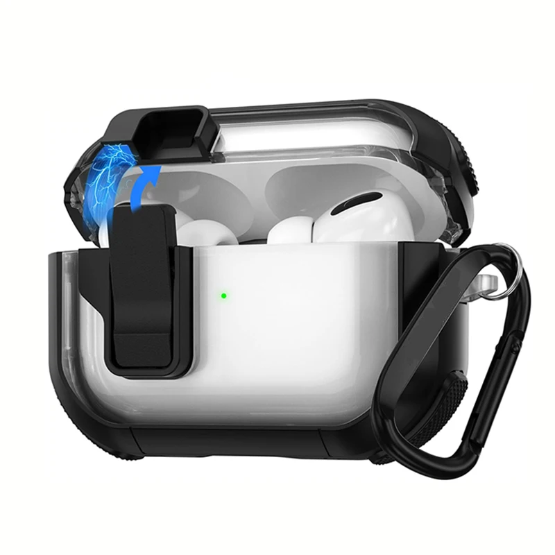

Armor Switch Lock Transparent Earphone Case For Airpods Pro 2022 Charging Box Cover For Airpods 1/2 Case For Airpods 3 2021