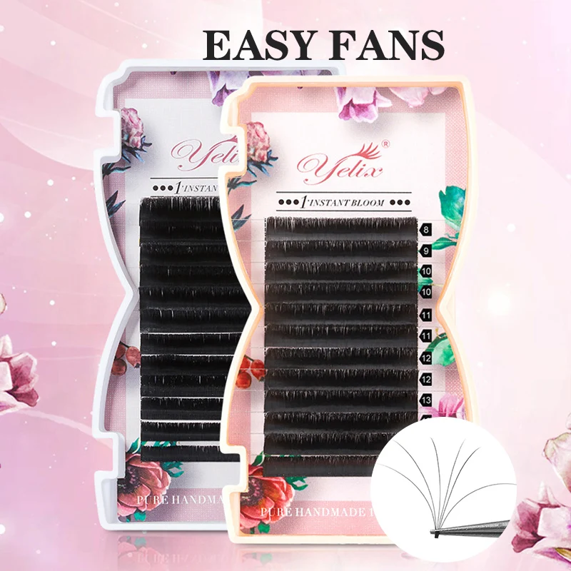 

Eyelashes Makeup Easy Fans Bloom Individual Eyelash Extension Blooming Auto Fans Eyelash mega volume Lashes Quality Natural Fans