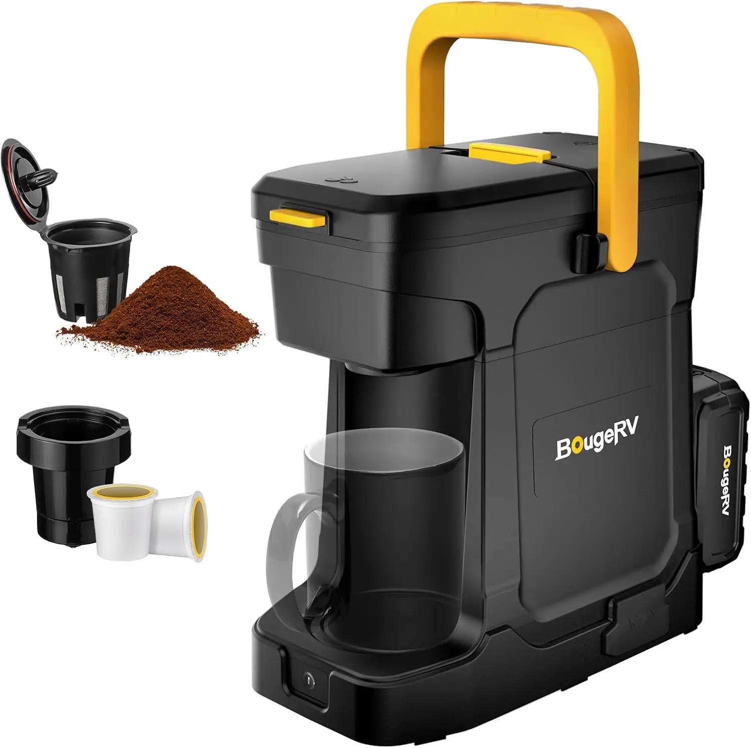 144Wh Portable Coffee Maker Compatible with K Cup & Ground Coffee | Portable Coffee Machine Cordless with 18V 8Ah Battery Powere