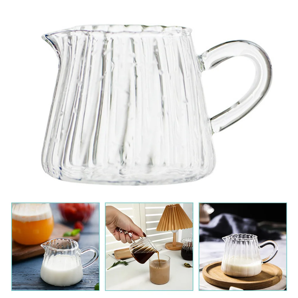 

Small Glass Pitcher Coffee Creamer Dispenser Transparent Milk Cup Portable Beverage Container for Household Bar Dessert Beer