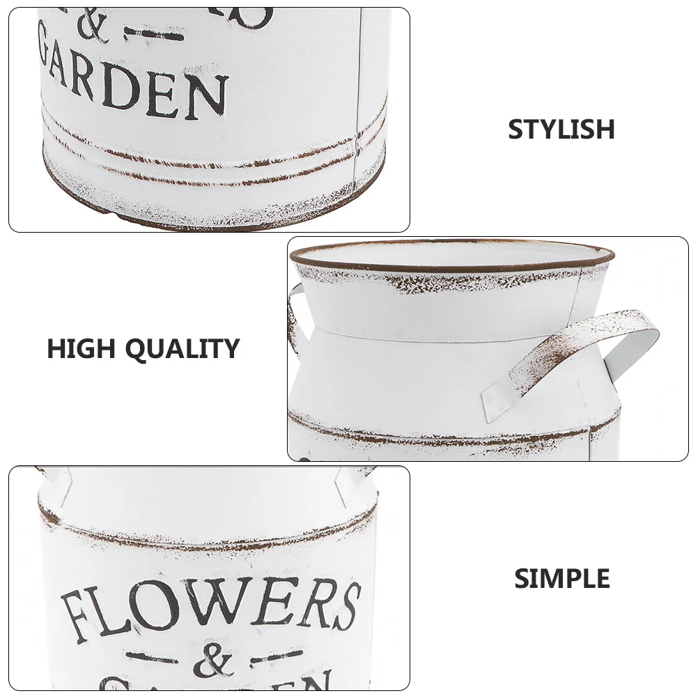 

2pcs Galvanized Flower Vase Plant Pot Wrought Iron Bucket for Floral Arrangements Succulents Decor Sturdy Long Use