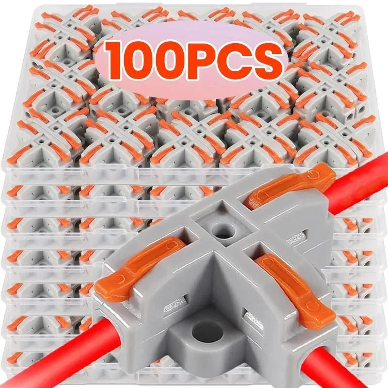 2/100pcs T3 Quick Connector Clamp T-type Connectors Three-Way Splitter Clamp Cable Branch Quick Connector Wiring Terminals