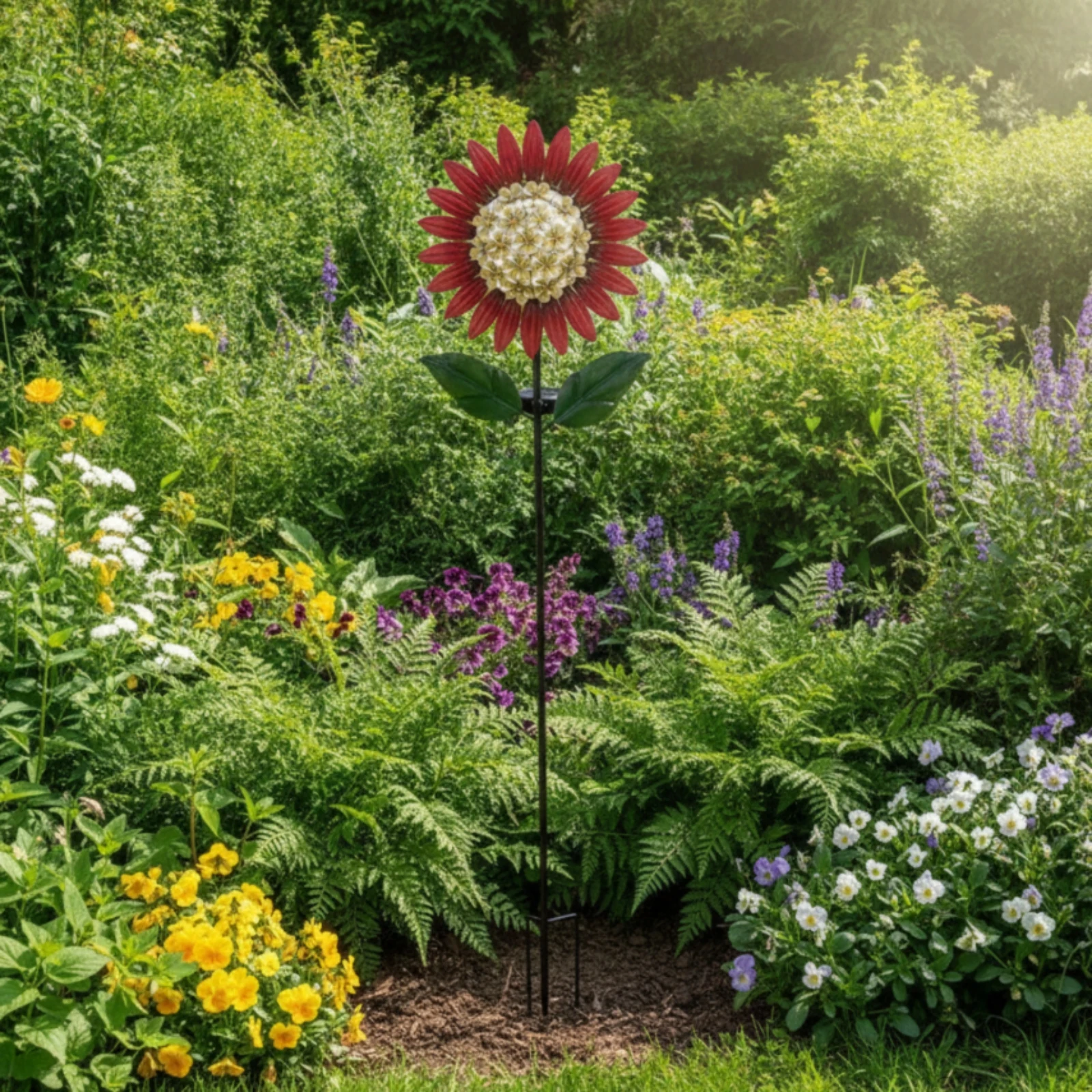 Solar Garden Stake Lights Decorative Solar Floral Lights Garden Stake with Floral Energy-Efficient Easy to Install
