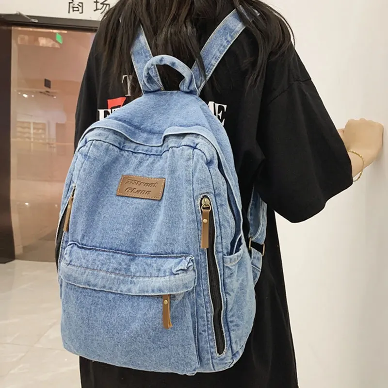 

Джинсовый женский рюкзак, модная студенческая школьная сумка, легкие женские дорожные рюкзаки, школьный рюкзак для девочек