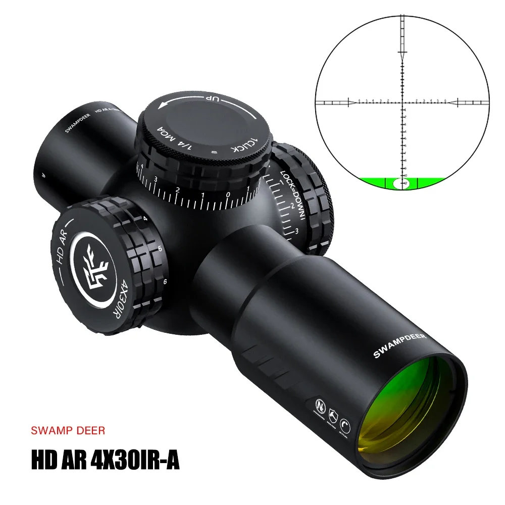 AR 4X30IR Rifle Scope Hunting Telescope 4X Built-in Mini Level Lens Barrel Collimator Illumination Adjustable