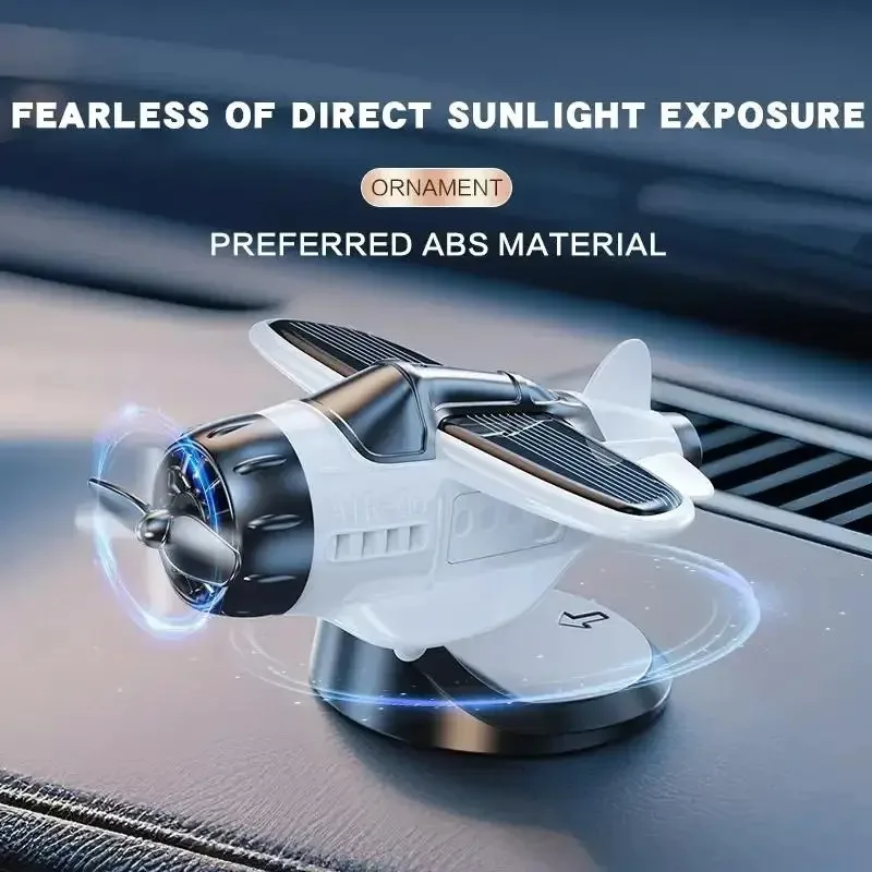 

1Pcs Car Solar Power Airplane Ornaments 360° Rotary Car Center Console Solar Powered Aircraft Ornaments Auto Interior Decoration