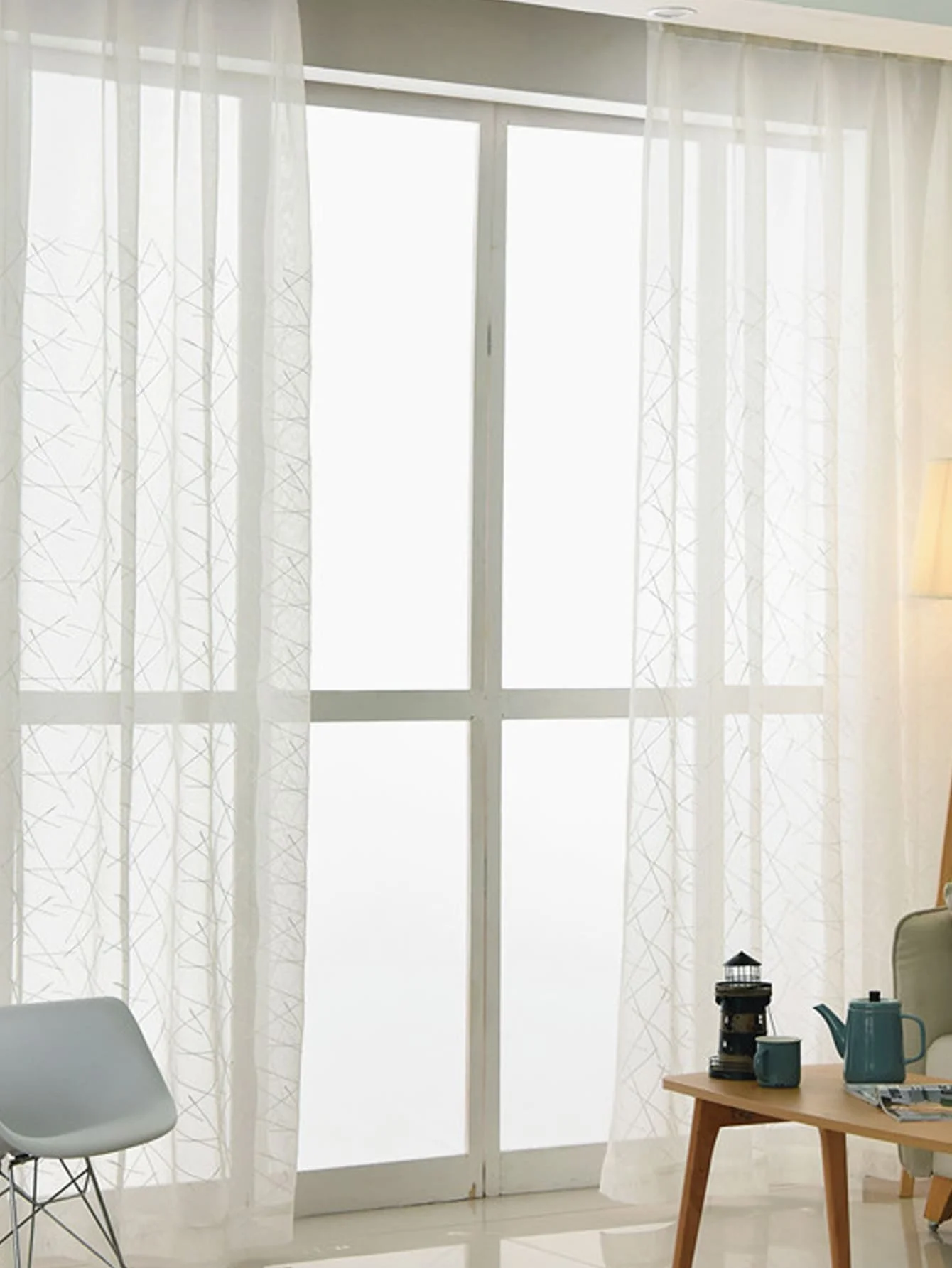 Modern Minimalist Style Intertwined Lines Embroidery Random Line Curtains Living Room Bedroom Balcony Blackout Curtains