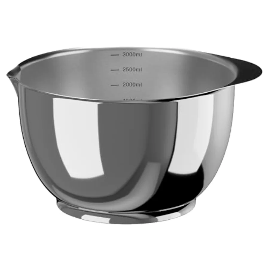 

Precision Craft Mixing Bowl Set 3 Liter for Cooking and Baking, Stainless Steel, Silver, Nesting Design with Non-Slip Base