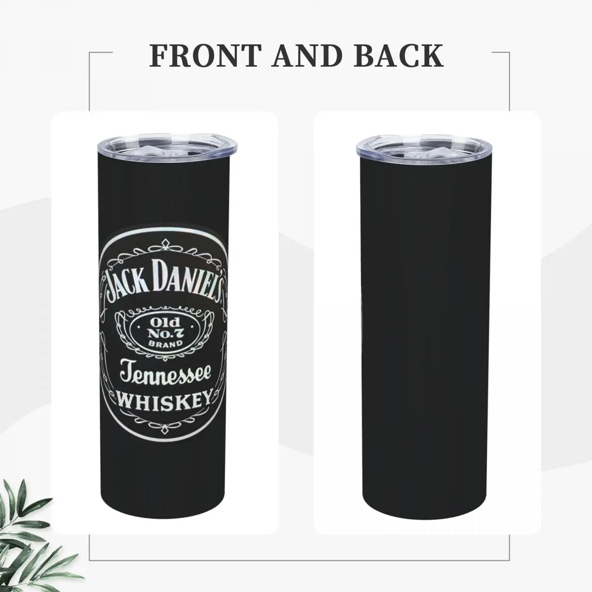 J-JACK DANIELS Whiskey Brand Stainless Steel Tumbler Vacuum Insulated Mug Thermal Cold Cups Straw With Lid 20oz