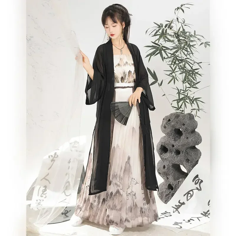 

Chinese Song Dynasty Embroidery Hanfu Coat Three Piece Set Daily Women Chinese Improved Hanfu Chinese Cosplay Hanfu Costume