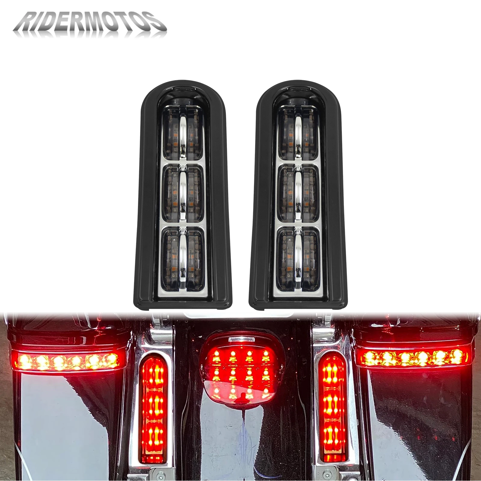 

Motorcycle LED Inserts Filler Taillight Saddlebag Accent Support Brake Running Light For Harley Touring FLHTK FLHR FLHXS 2014-Up