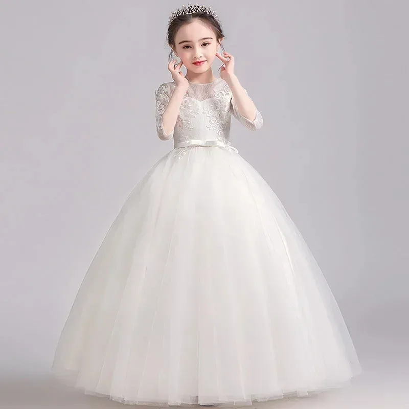 2024 New Spring Flower Girl White Birthday Princess Performance Singing Performance Costume Stage Choral Costume