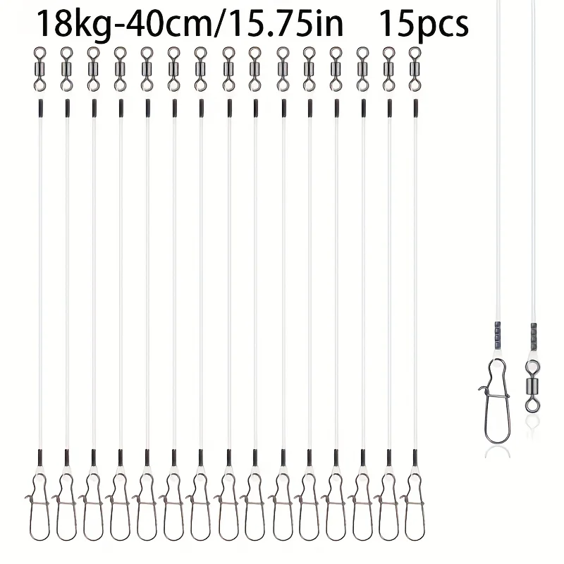 15 Stück Fluorocarbon-Vorfächerleinen zum Angeln – unsichtbare und starke Vorfächerleinen für Barsch, Forelle, Hecht, 7 kg/9 kg/12 kg/14 kg/18 kg/20 kg/23 kg